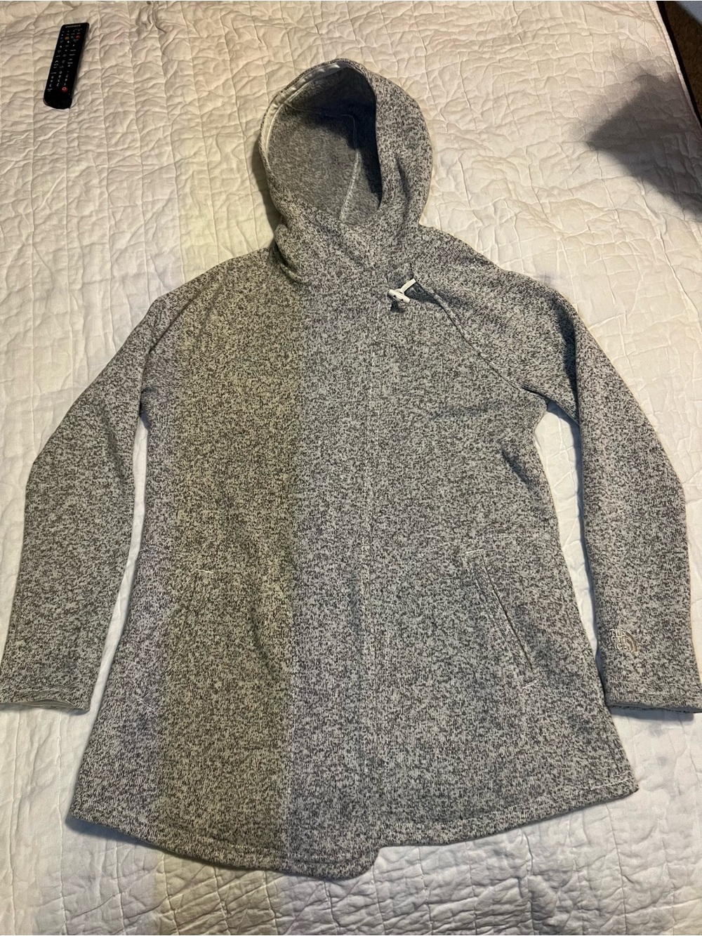 The North Face wrap Light Gray Sherpa fleece Hoodie size medium